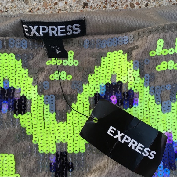 NWT Express Sequin Stretch Mini Skirt - Picture 6 of 7